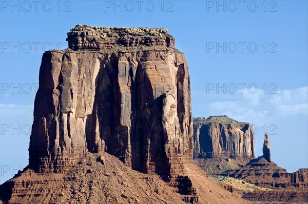 Eroded rock formation the Mittens, sandstone rocks in Monument Valley Navajo Tribal National Park,