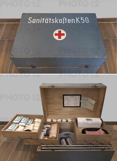 First aid case from 1961 by the DRK German Red Cross, Bavaria, Germany, Europe
