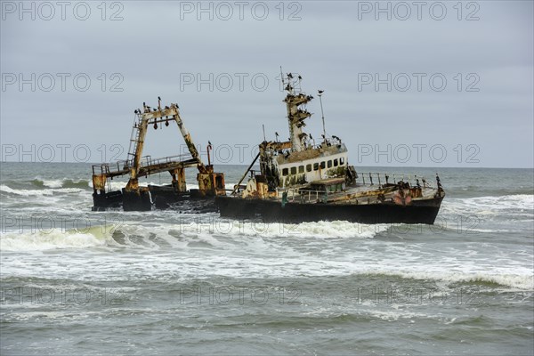 Zeila shipwreck, stranded 2008, near Henties Bay, Erongo region, Namibia, Africa