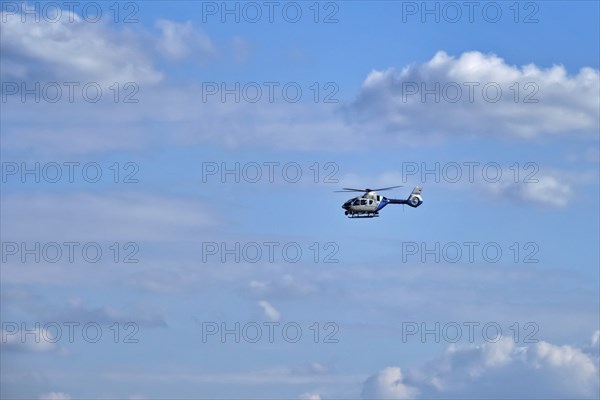 MUNICH, GERMANY, JULY 08, 2018: Police helicopter in the sky