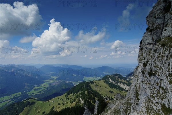 View from the Wendelstein into the surroundings, August, Bavaria, Germany, Europe