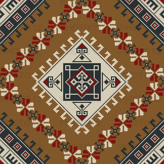 Traditional Georgian folk art embroidery vector pattern