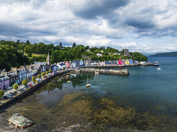 Tobermory from a drone, Isle of Mull, Scottish Inner Hebrides, Scotland, UK