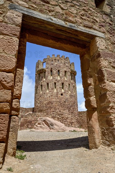 Tower on the Castell de Vilafamés, Castle, Vilafamés, Province of Castellón, Valencian Community,