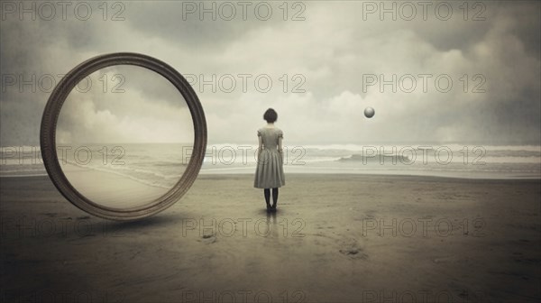 Abstract conceptual for A young woman longing. generative AI
