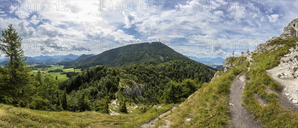 View from the summit of Nockstein to Gaisberg, Osterhorngruppe, Flachgau, Land Salzburg, Austria,