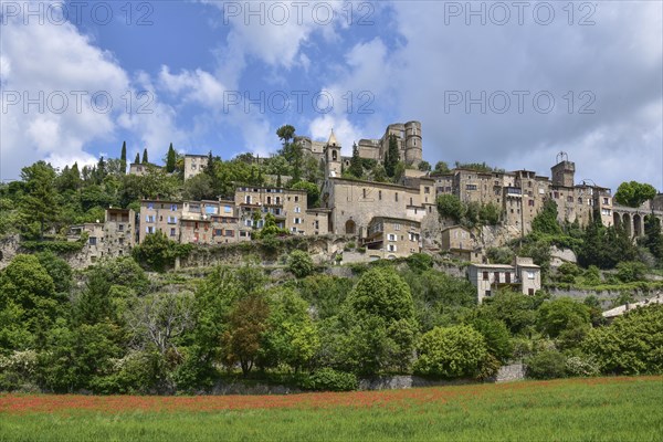 The village of Montbrun-les-Bains in the department of Drôme in the Auvergne-Rhône-Alpes region,