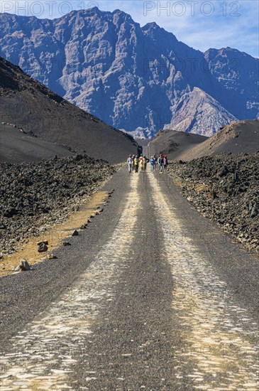 Path near vulcano on. Fogo. Cabo Verde. Africa
