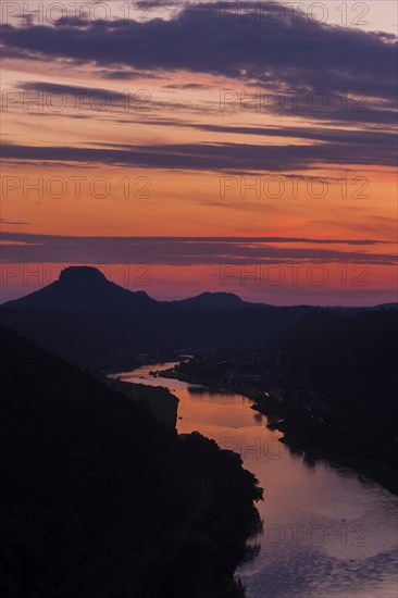 DEU Saxony Bad Schandau Sunset at the Kleine Bastei in the Schrammstein area