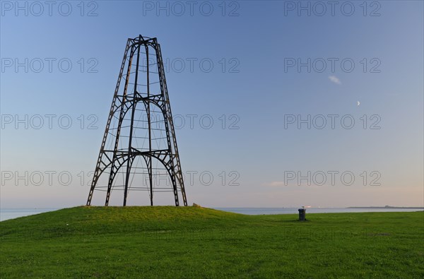 Ijzeren Kaap, navigation mark east of Oosterend on the sea dike, island of Texel, North Holland,