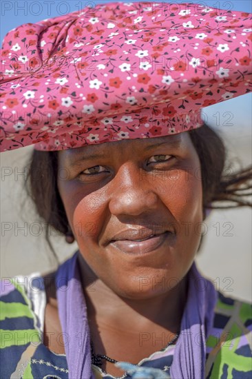 Portrait of a Herero woman, near Khorixas, Kunene Region, Namibia, Africa