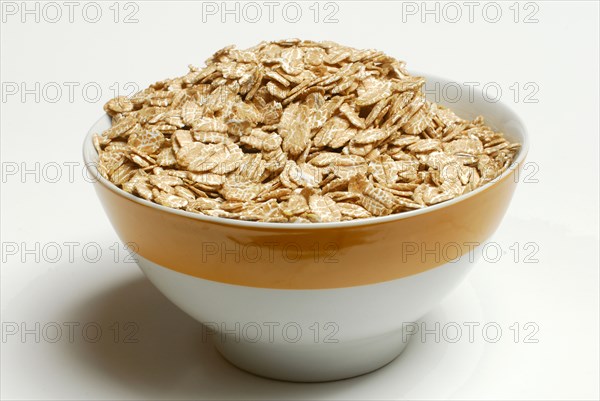 Dinkel wheatflakes (Triticum spelta) in a shell