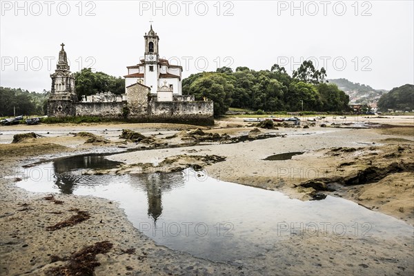 Church and cemetery by the sea, Parroquia de Nuestra Señora de los Dolores, near Llanes, Asturias,