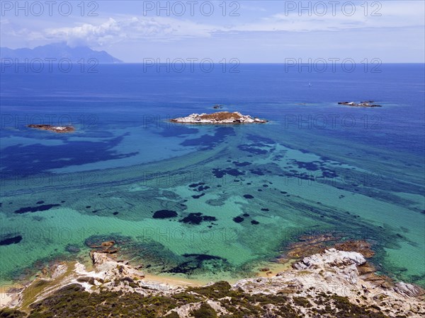 Aerial view, view of Mount Athos, Orthodox monastic republic with autonomous status under Greek
