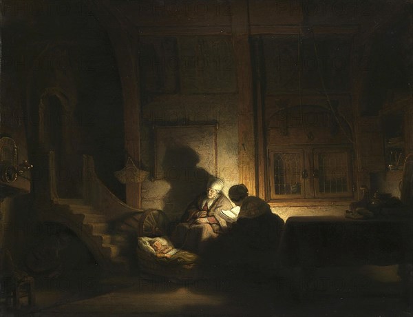Die Heilige Familie bei Nacht, The Holy Family at Night, Painting by Rembrandt van Rijn (1606)