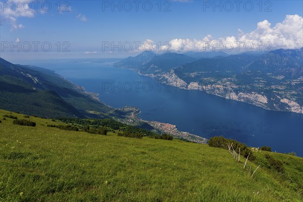 Panoramic view from Monte Baldo on Lake Garda in Italy