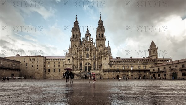 Santiago de Compostela, Spain, September 11th: View on Santiago de Compostela cathedral and Praza