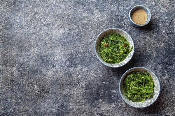 Chuka wakame, seaweed japanese salad with nuts sauce