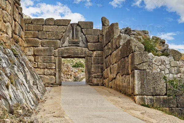 The road to Lion Gate (1.240 B.C.) Mycenae, Greece, Europe