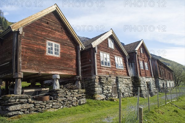 Otternes, Norway, May 2015: view on the historical row houses of small village of Otternes near