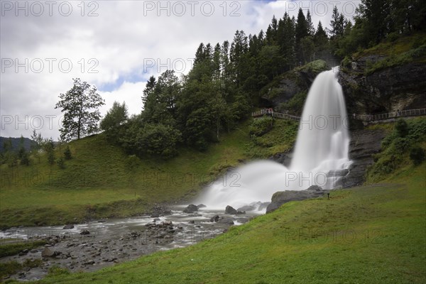 View of the Steinsdalsfossen a waterfall in Norway