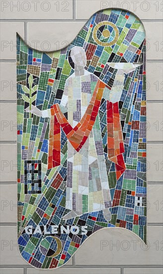 Modern mosaic painting by Galenosn on the façade of a pharmacy, Bad Kissingen, Lower Franconia