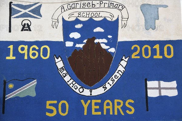 Mural painting at Gariseb Primary School, boarding school for 350 children, Anixab, Ugab Dry River,