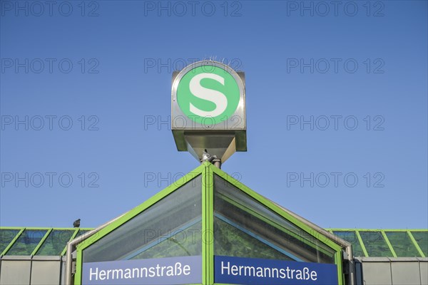 S-Bahn sign, Hermannstraße station, Neukölln, Berlin, Germany, Europe