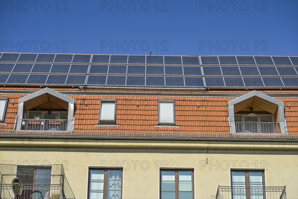 Residential building with solar roof, Alt-Moabit, Mitte, Berlin, Germany, Europe