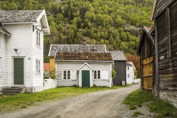 Laerdal, Sogn og Fjordane, Norway, May 2015: street scene with typical and historical houses of