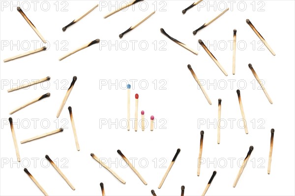 Matches isolated on a white background. family protection concept. purity. protecting the family