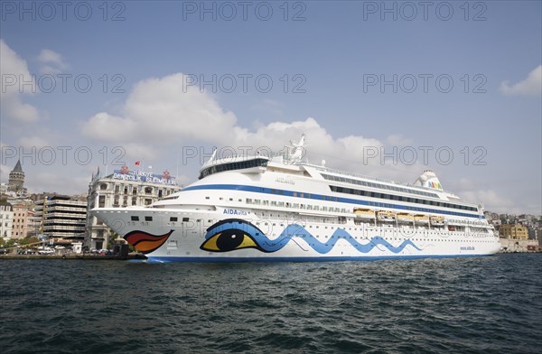 Cruise ship in the harbour of Istanbul, Istanbul, Turkey, Asia