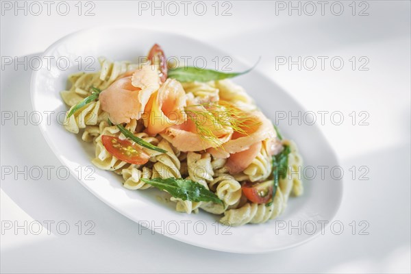 Smoked salmon and cream fusili pasta