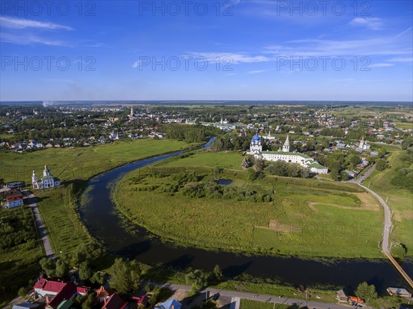 Aerial view on kremlin in the ancient town Suzdal, Golden ring, Russia, Europe