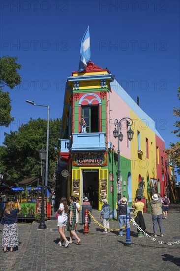 La Boca, Buenos Aires, Argentina, colourfully painted houses in the harbour district around the El