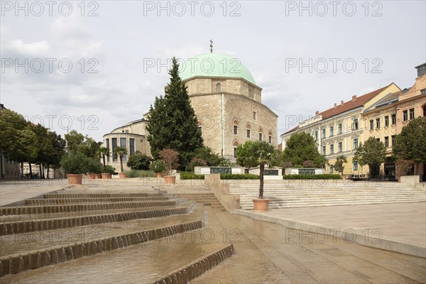 Historic city centre and central square with old historic buildings. Széchenyi Square in the centre