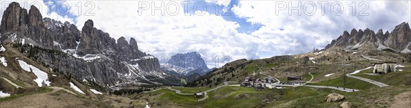 Landscape of Gardena Pass in the Dolomites