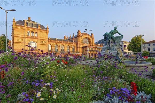World Heritage Residence Ensemble Schwerin, railway station with richly decorated facades,