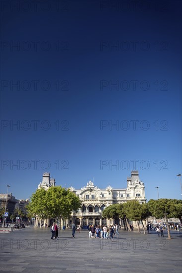 Port vell landmark catalan building in barcelona port area in spain