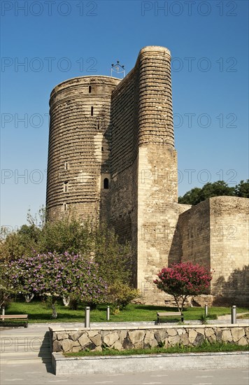 Maidens tower landmark in baku azerbaijan