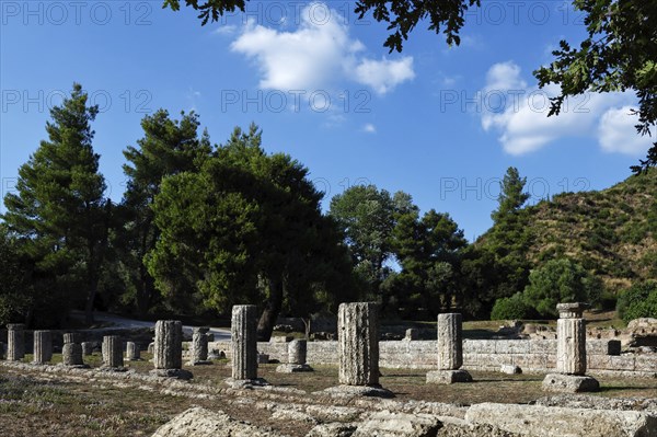 Gymnasion monument (2nd cent. B.C.) in Olympia, Greece, Europe