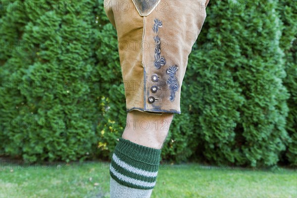 Man in traditional Bavarian lederhosen