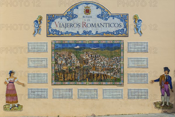 Ronda, Spain, April 2023: View on the Mirador de los Viajeros Romanticos a scenic spot in the town