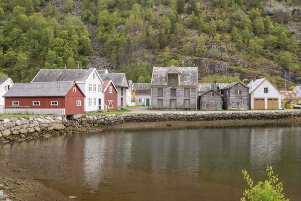 Laerdal, Sogn og Fjordane, Norway, May 2015: street scene with typical and historical houses of