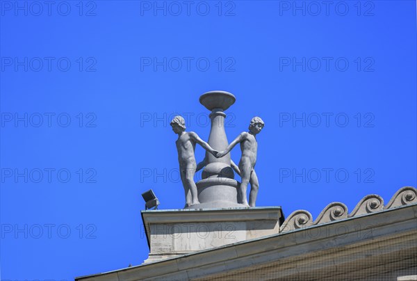 Sculpture of naked boys at the Alte Oper, Frankfurt am Main, Hesse, Germany, Europe