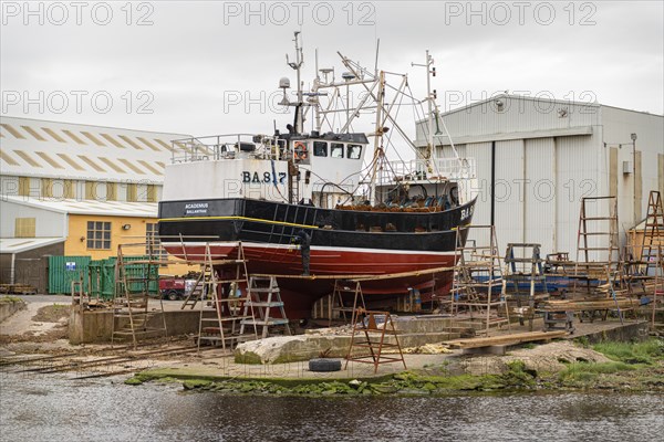 Fishing Boat undergoing Repairs, Girvan, Dumfries & Galloway, Scotland, United Kingdom, Europe
