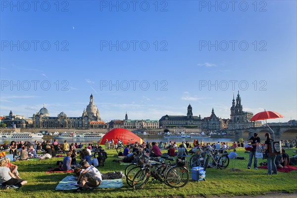 Dresden silhouette View of Dresden's historic city centre from the banks of the Elbe in Neustadt.