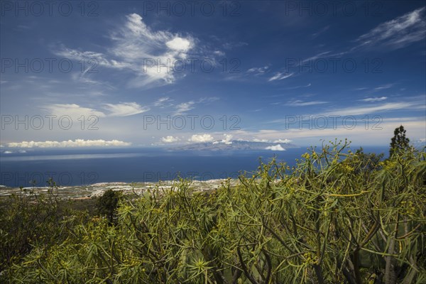 Panorama from Mirador de Chirche over Guia de Isora and Playa de San Juan to the west coast, with