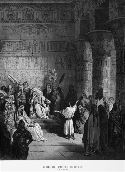 Bible, Joseph interprets Pharaoh's dream. Genesis 1, 41, 14, Moses, Old Testament, Genesis, Egypt,