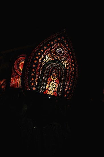 Bearer of the Iffelen at the traditional Klausjagen, Klaus parade 2023, St. Nicholas custom,